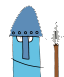 Little blue guy holding a spear